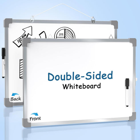 MaxGear Dry Erase Board for Wall, 16" x 12", Aluminum Frame, Double-Sided Magnetic White Board, Portable