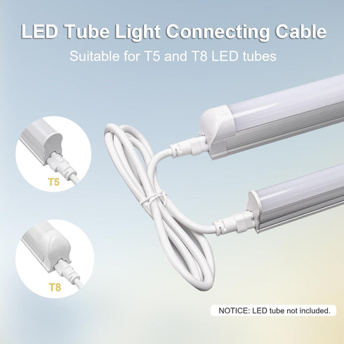 DiCUNO T5 T8 Tube Light Extension Cords 4.9FT, Female to Female 3 Pin LED Tube Connector Cable