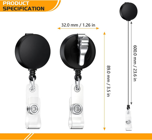 Anffilona (2 Pack Badge Reels Retractable,Student Badge Holders,Retractable ID Name Badge Holder Reels with Alligator