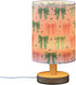 ALAZA Bedside Table Lamp for Bedroom Pink Green Bow Nightstand LED Light Lamps with USB Port Linen Fabric Shade Table