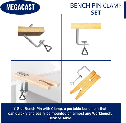 V-Slot C-Clamp Bench Pin Clamp - Jewelers Tool Mount for Table Workbench