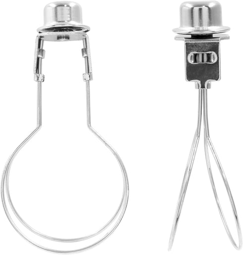Bivethoi 2 Bulb Pcs Lamp Shade Light Clip, Silver Lamp Shade Harp Holder Adapter Spring Clip for Table and Floor Light