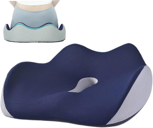 Lawnrden 18x14x5 Inch Orthopedic Seat Cushion Memory Foam Donut Pillow with Elastic Cover Breathable Pain Relief