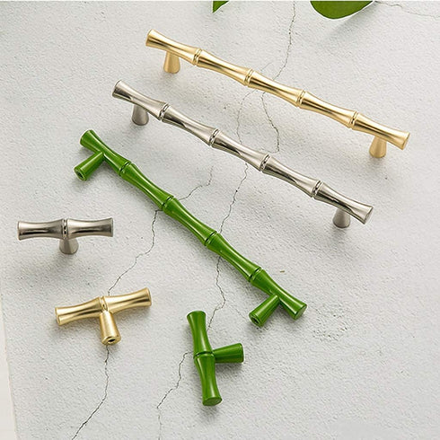 6Pcs Bamboo Shape Solid Zinc Alloy Cabinet Knobs, Decorative Furniture Accessories Knobs for Dresser Drawer Cabinet