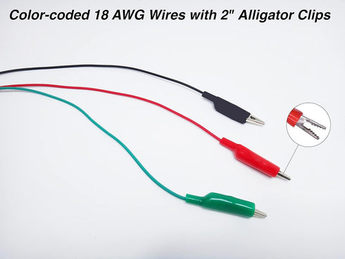 3 Wire 20' Retractable Test Leads, 18 Gauge Alligator Clips in Reel