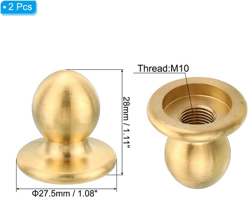PATIKIL M10 2 Pack 27.5x28mm Thread Lamp Finial Cap Knob, Brass Lamp Shade Harp Top Screw Caps Decoration Light Fixture