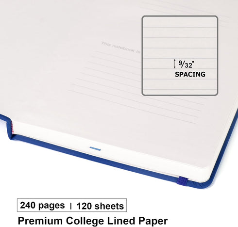 6 Pack 240 5.5"x8.3", A5 Comix Lined Journal Notebooks for Work, Pages, Navy Blue, Hardcover, Medium College Ruled