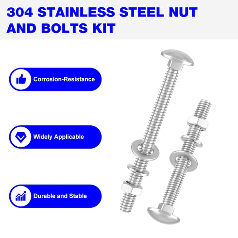 Wheelbarrow Handles Replacement Kit for 5/16 Stainless Nuts and Bolts, 12-Pack Wheel Barrow Parts