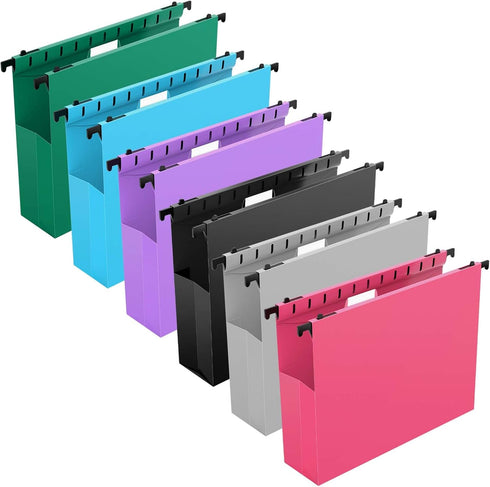 Extra Capacity Plastic Hanging File Folders, 12 Pack Reinforced Expanding Hang Folder, Letter Size, Heavy Duty Organizer