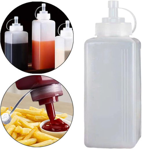 Commercial 800ml Condiment Bottle Ketchup Bottle Leakproof with Lid Ketchup Honey Dispenser for Kitchens Mustard BBQ