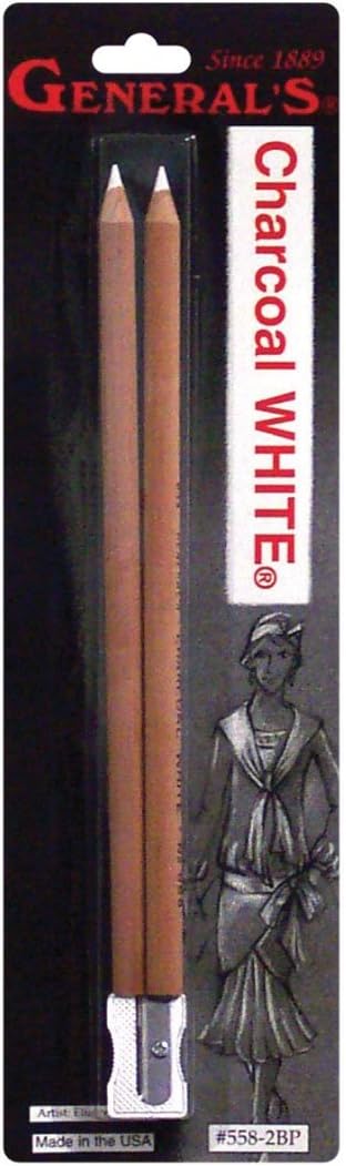 General Pencil 5582BP Charcoal White Pencils, 2/Pkg, 2B