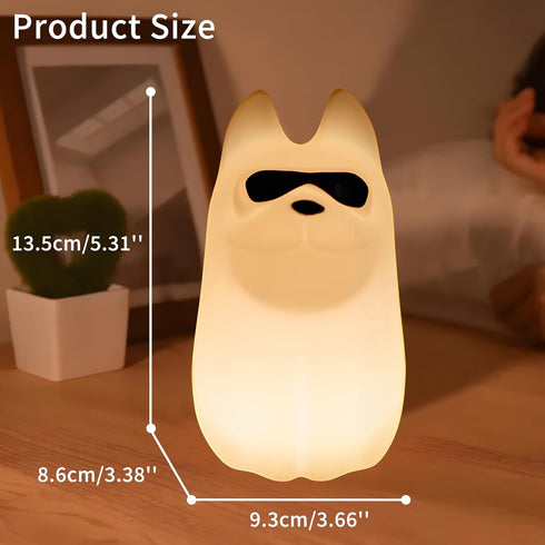 7 Cute Dog Night Light, Colors Want Want Nightlight, LED Bedside Lamp, Touch-Sensitive for Bedroom, Living Room,Dorm