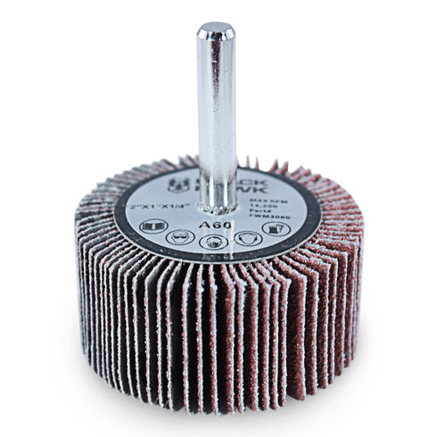 BHA Aluminum Oxide Shank Mounted Flap Wheels - 2” x 1” x 1/4”, 60 Grit, 5 Pack