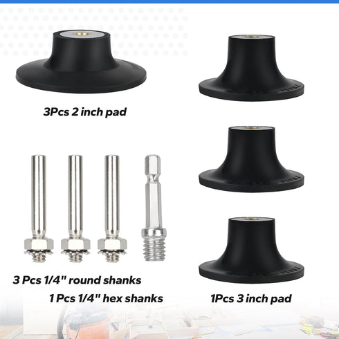BOUYAO 4 Pack 2 Inch 3 Inch 1/4" Quick Change Disc Pad Holder, and Roll Lock Disc Holder with Shanks for Die Grinder