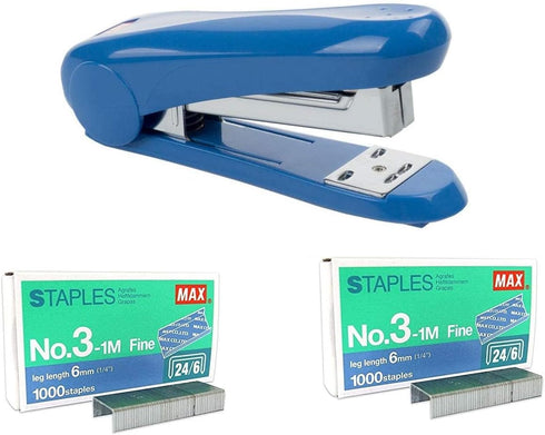 PLESIU MEselected MAX No.3-1M Flat Clinch Staples (24/6) for Office, 4 Boxes (4,000 Staples), Silver
