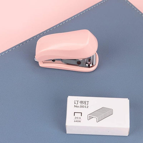 Pink Mini Stapler with Staples, Cute Small Stapler for Desk, Gift for Student or Office Use