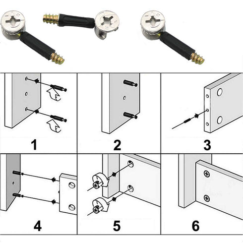 50 Sets Furniture Connecting Cam Lock Fittings with Dowel, Cam Lock Nuts and Screws for Wardrobe and Cabinet