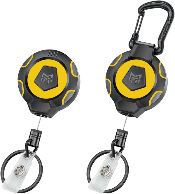 MNGARISTA Upgraded Heavy Duty Retractable Keychain, 10 oz Retraction with Belt Clip and Carabiner, 2 Pack