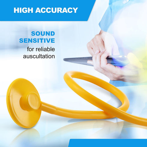 DS-9294 22" Pack 10 PrimaCare Disposable Stethoscope with Sound Sensitive Chestpiece and PVC Tubing, Yellow