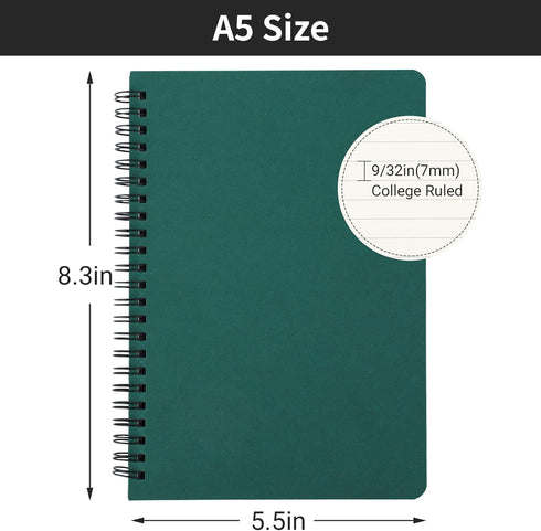 EUSOAR A5 Spiral Journal, 12 Pack, 5.5" x 8.3", 120 Pages Lined, Travel Writing Notebooks