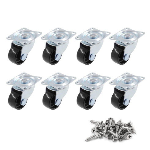Luomorgo 1 inch Dia Swivel Caster Wheels, Heavy Duty 8pcs, Rubber Base with Rectangle Top Plate & Bearing