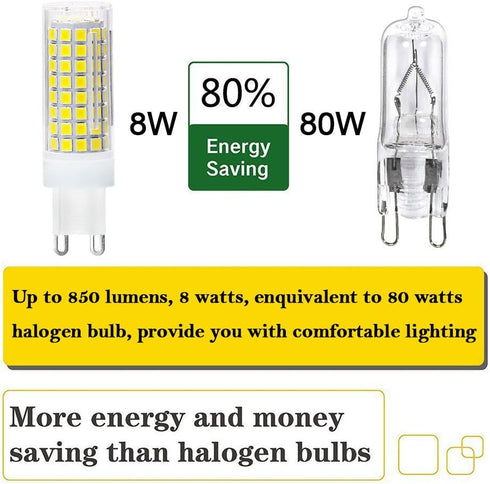 Armynetwork G9 Bulb, 8W G9 Bulb Dimmable, Bulb G9 6000k, 100W G9 4 Pack Led Led Bi Pin Base(Led Base), Daylight