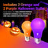4 Pack LED Light Bulbs: A19 Purple & Orange 9W (60W Replacement) E26 Base for Home, Party, Halloween Lighting