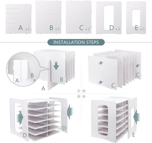 SONGWAY Desktop Mail Sorter Organizer - Small File Organizer with 12 Slots for Desk Bills and Ink Pad Storage