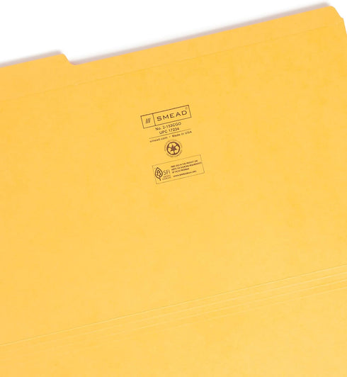 Smead File Folder, Legal Size, Goldenrod, 1/3-Cut Tab, 100 per Box (17234)