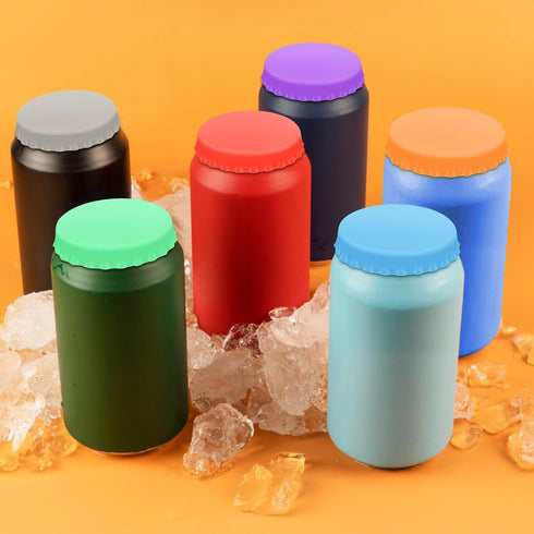 Dirvcp 6 Lids,6 PCS Silicone Soda Can Color BPA-Free Reusable Silicone Can Covers, Can Stopper or Protector