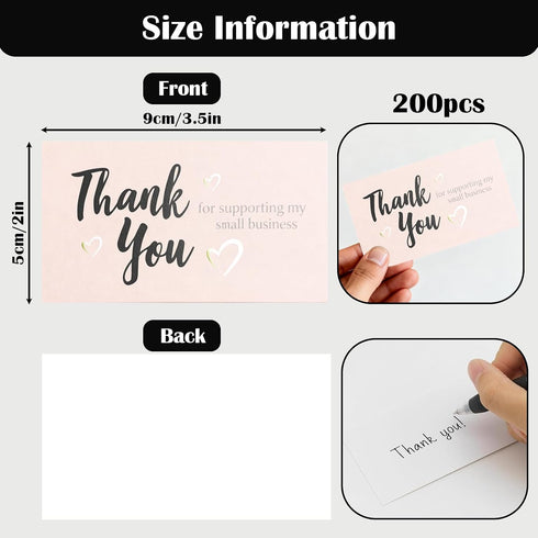 Divguf 200 3.5 2 Inches/ 9 5 cm, Packaging, Pcs Thank You Cards for Small Business, x x Thank You for Supporting My