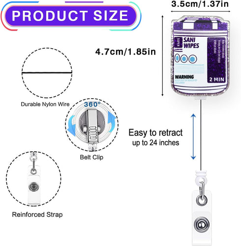 LEBEIGHT CMA 24 Sani Wipes Retractable Badge Reel, Funny Acrylic Badge Reel for Nurse Nursing RN ER CNA LPN Doctor