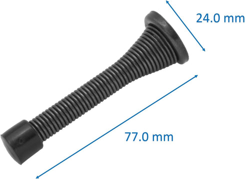 QCAA 3 Pack Flexible Spring Door Stop Bumper - 3-1/8", Steel, Matte Black, Made in Taiwan