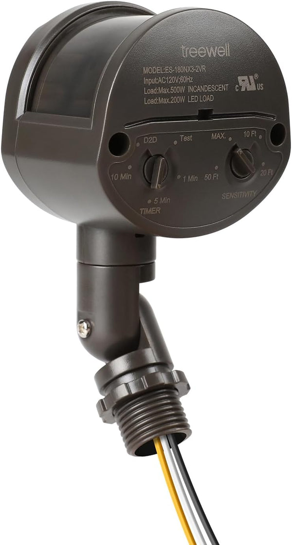 treewell Motion Sensor, 180-Degree Replacement Motion Detector, Adjustable Time & Detection Sensitivity Up