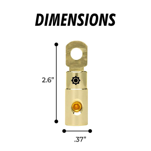 InstallGear 4 AWG Gauge Gold Ring Set Screw Battery Ring Terminals - 4 Pack, 4 Gauge Wire Connectors