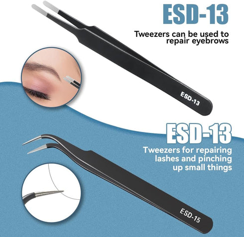 6 Pcs Precision Tweezers Set, Premium Non-Magnetic Stainless Steel for Electronics, Craft, Laboratory Work