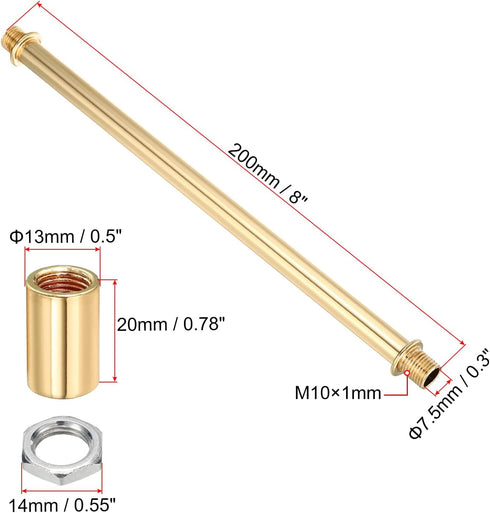 8 Inch M10 4 Set MECCANIXITY Lighting Downrod, Long Threaded Extension Rod Lighting Fixtures for Pendant Light Island