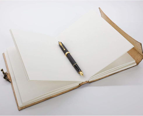 Handmade Leather Double Dragon Journal, Writing Notebook Diary for Men & Women, Unlined Paper Medium Writing Pad