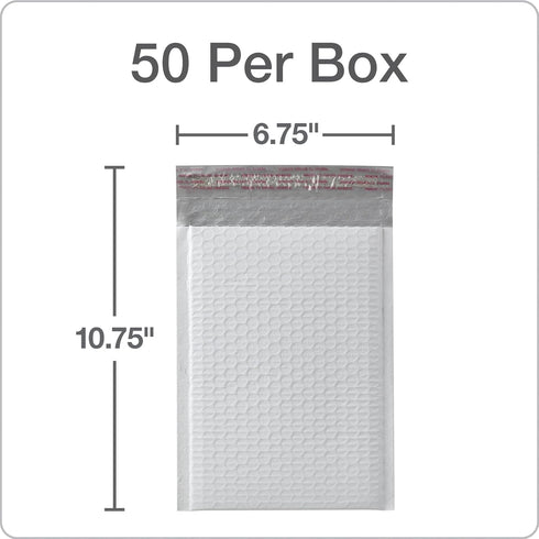 Quality Park Bubble Mailers - 6 x 9 Inch White Poly Padded Envelopes, Water Resistant, Self Seal, 50 Per Box (QUA85856)