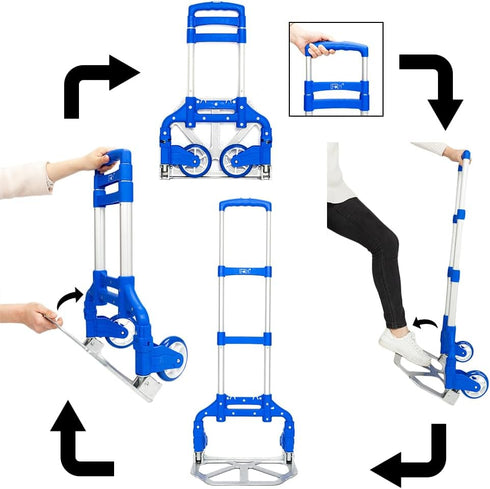 Pinikuyiro 165lbs Folding Hand Truck Aluminum Portable Folding Hand Cart Capacity Hand Cart and Dolly Ideal for Home