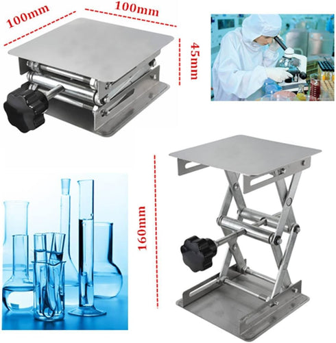 4" x 4" Stainless Steel Lab Jack Stand, Table Lift Laboratory Lifting Platforms, 10cm x 10cm