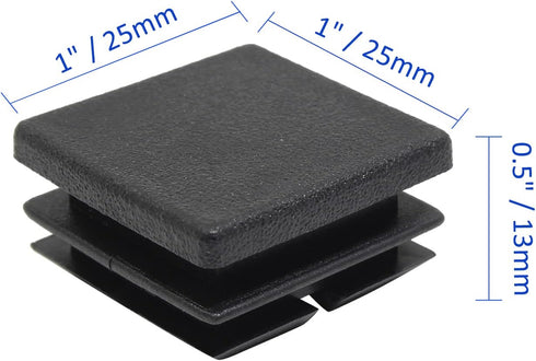 Murtenze 50Pack 1 Inch (25mm) Square Tube End Caps, Black Plastic Square Plugs Tubing Post End Caps for Tubing Chair