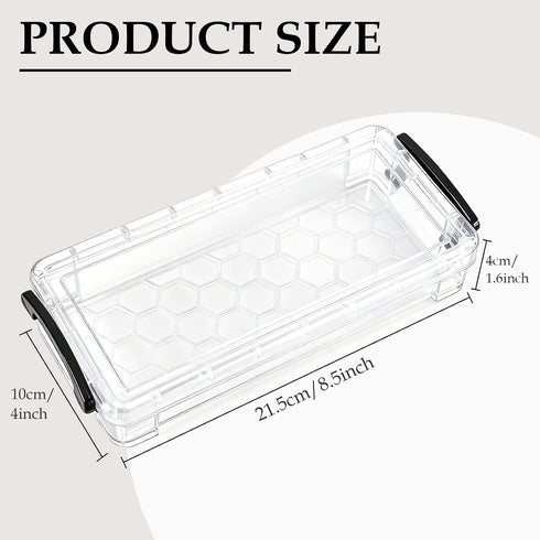 Odowalker 8 8.5 4 1.6 Inch Pcs Extra Large Pencil Box, x x Plastic Clear Crayon Box with Snap Lid, Stackable Drawing