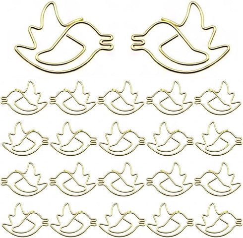 Cute Gold Bird Shape Paper Clips, 50 Pcs Creative Decoration Animal Shaped Paperclip for Organizing