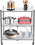 Oiveinya Foldable Storage Cart,3-Tier Rolling Portable Utility Service Cart with Wheels Folding Metal