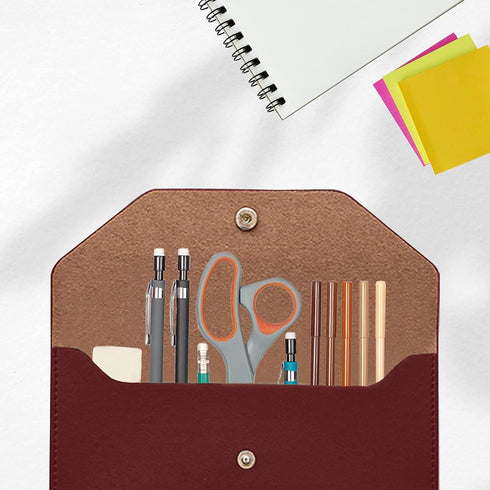 Carrotez Cash Envelopes, Reusable PU Leather Money Envelopes for Cash Gifts, 1 ea, Letter Engraving - Burgundy