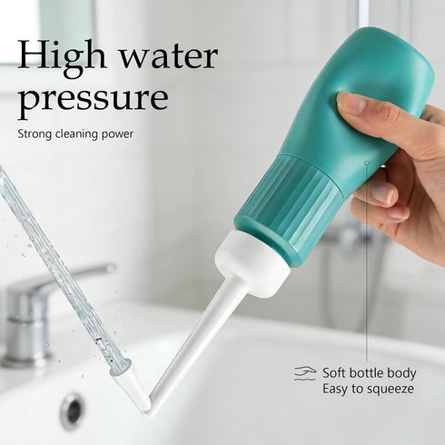Nozzle, 350ml Portable Bidet for Travel Peri Bottle Postpartum Handheld Bidet sprayers, Retractable Storage Bag