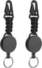 Heavy Duty Retractable Keychain, 2 Pack Badge Holder Reel with Steel Cable and Carabiner Clip, ID Badge Clip Reel