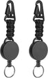 Heavy Duty Retractable Keychain, 2 Pack Badge Holder Reel with Steel Cable and Carabiner Clip, ID Badge Clip Reel