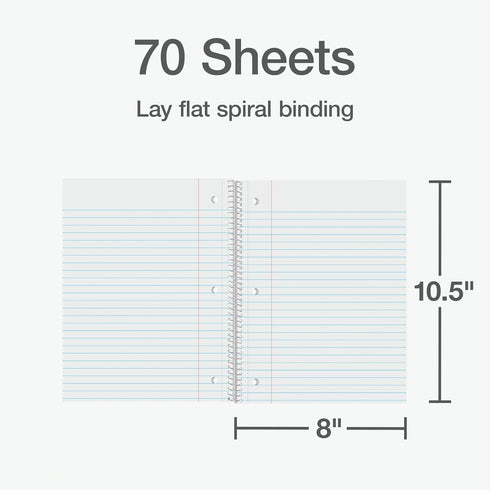 Oxford Spiral Notebook 12 Pack, Bulk College Ruled Spiral Notebooks for School, 1 Subject Journal For School, Wide Ruled Paper, 8 x 10-1/2 Inch, Blue Covers, 70 Perforated Lined Sheets (65218) by Oxford